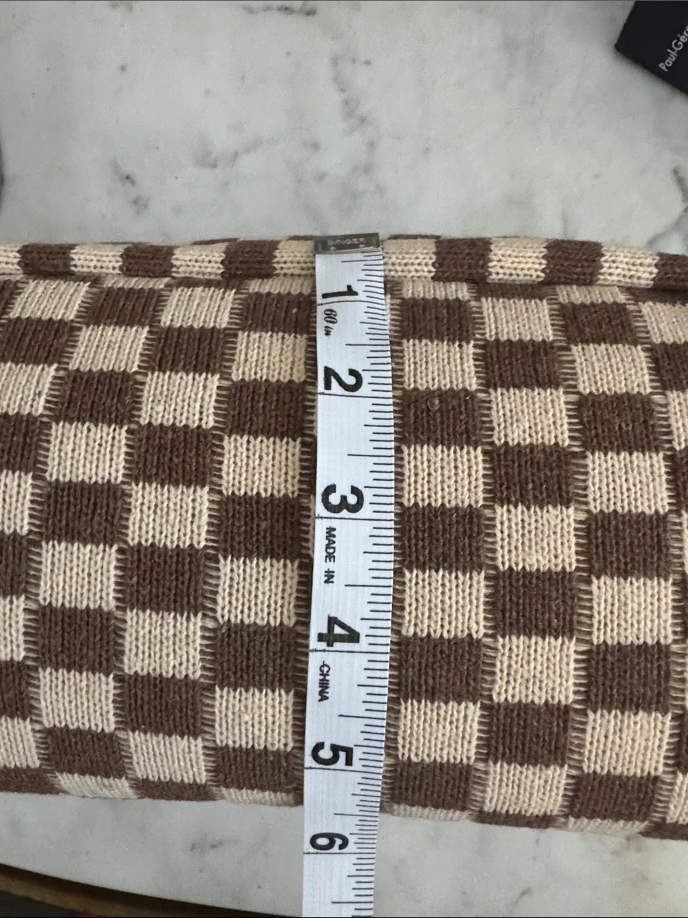 Brown Checkered Women’s Cosmetic Pouch - Unbranded